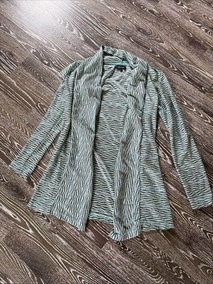Offene Strickjacke 36 More&More grün-grau-weiß 