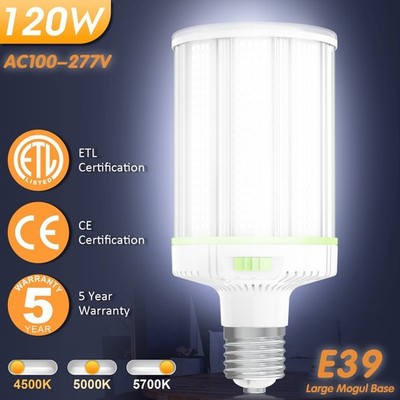 120W LED Corn Bulb Light E39 Equivalent 600W MH/HPS Warehouse Garage Barn Light