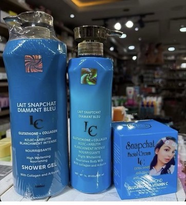 Snapchat Diamant Bleu Set Glutathione lotion , shower gel and face cream 3 in 1 
