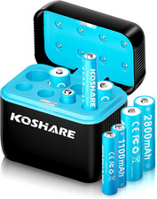 Rechargeable Ni-Mh Battery with Charger, 8 Pack 1.2V 2800Mah AA and 1100Mah AAA