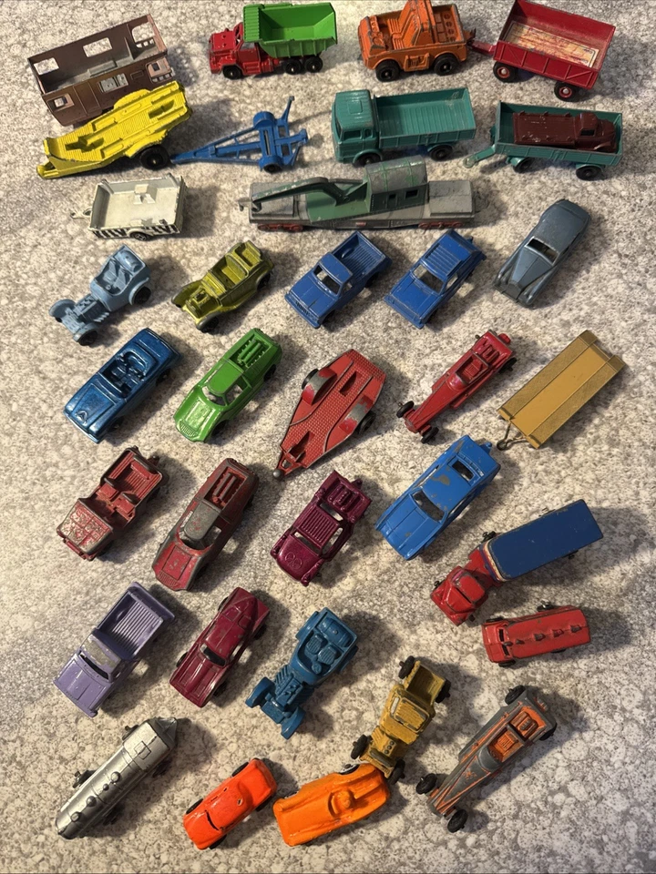 Lot Of Vintage Diecast Tootsie Toys Lesney Cars Trucks Trailers & 1966 Case - Image 2 of 4