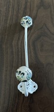 Hand Painted Ceramic Knob Metal Double Hook Wall Mount Coat Towel Hanger