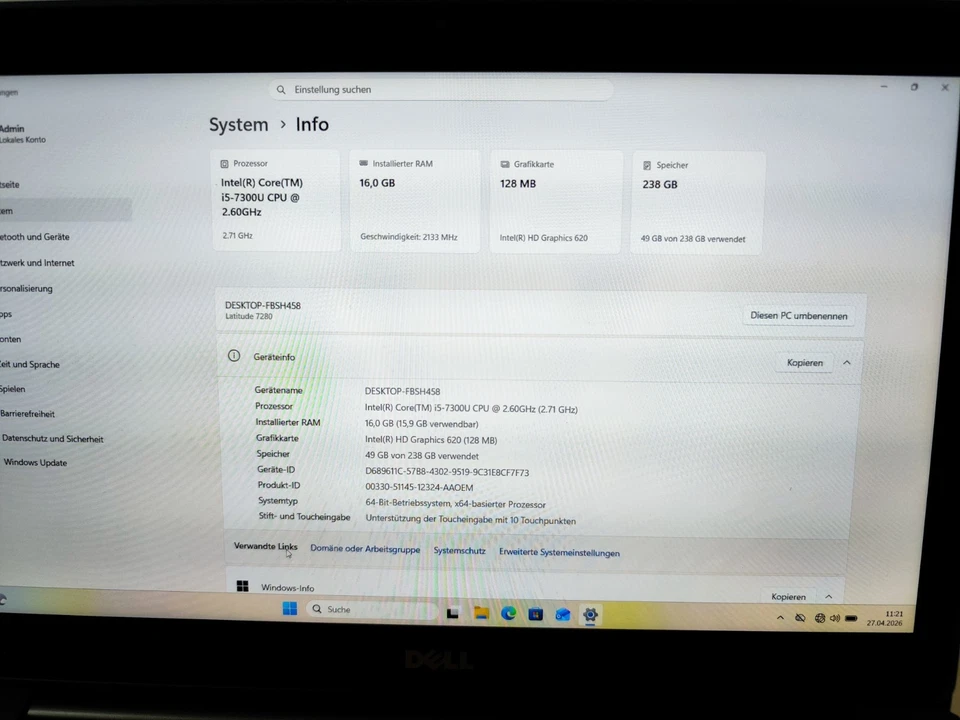 Dell Latitude E7280 · i5-7300U · 16GB · 256GB, Foto 3 von 5