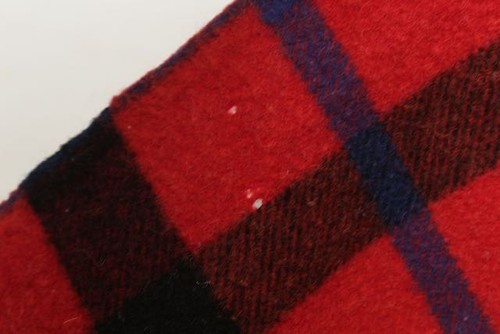 VTG Pearce Woolrich Wool Blanket Red Black Blue Plaid Bound Edge Made in USA - Picture 10 of 11