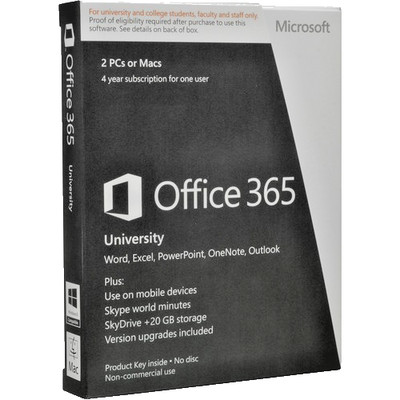 4Yrs Microsoft Office 365 University 2 PC or 2 Mac Licenses DVD + Product Key