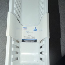 Mainstays 3 Pack White Plastic Rectangular Storage Trays 10.3 x 3.15 x 2.45 in