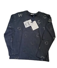 Top Moncler All Over Stampa Logo Nero Bambini 12 Anni RIF CT