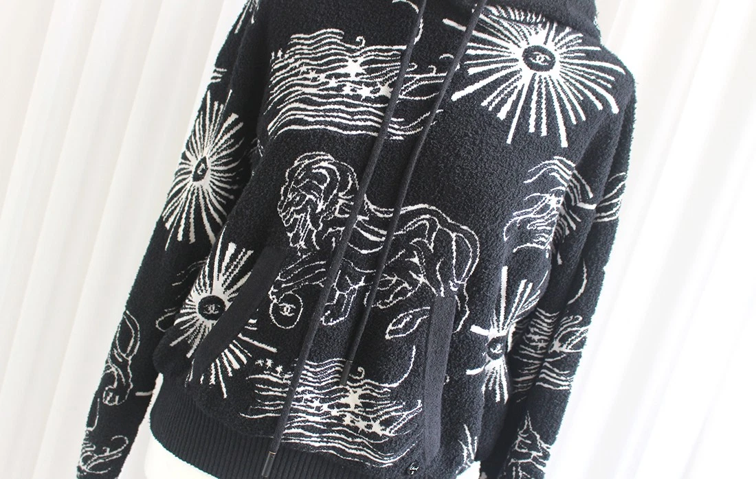 Felpa con cappuccio maglione CHANEL CC logo maglia crociera 83148256