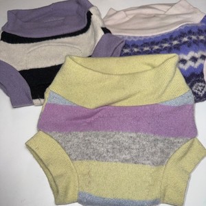 3 Handmade Upcycled Wool Diaper Covers Size Small - 2-8M / 10-15 lbs Not Pefect