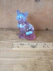 Fenton Pink Sitting Cat Glass Figurine 3.75” Collectible