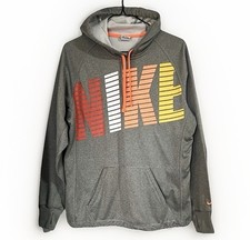 Nike Therma-Fit Womens Pullover Hoodie Size Medium Spell Out Gray