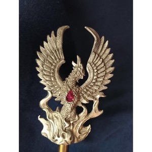 Vintage Phoenix Scepter or Decorative Wand | YAMRE Pewter & Brass Figurine