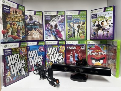 LOT OF 11 XBOX 360 Games With Kinect Sensor Bar Model 1414  Game Bundle [TESTED]
