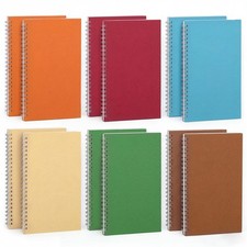 A5 Spiral Notebooks 12 Pack Leatherette Cover Lined Journal 21x14cm Assorted