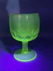 Green Depression Uranium Glass MCM Bartlett Collins Thumbprint Goblet - 6” 16oz