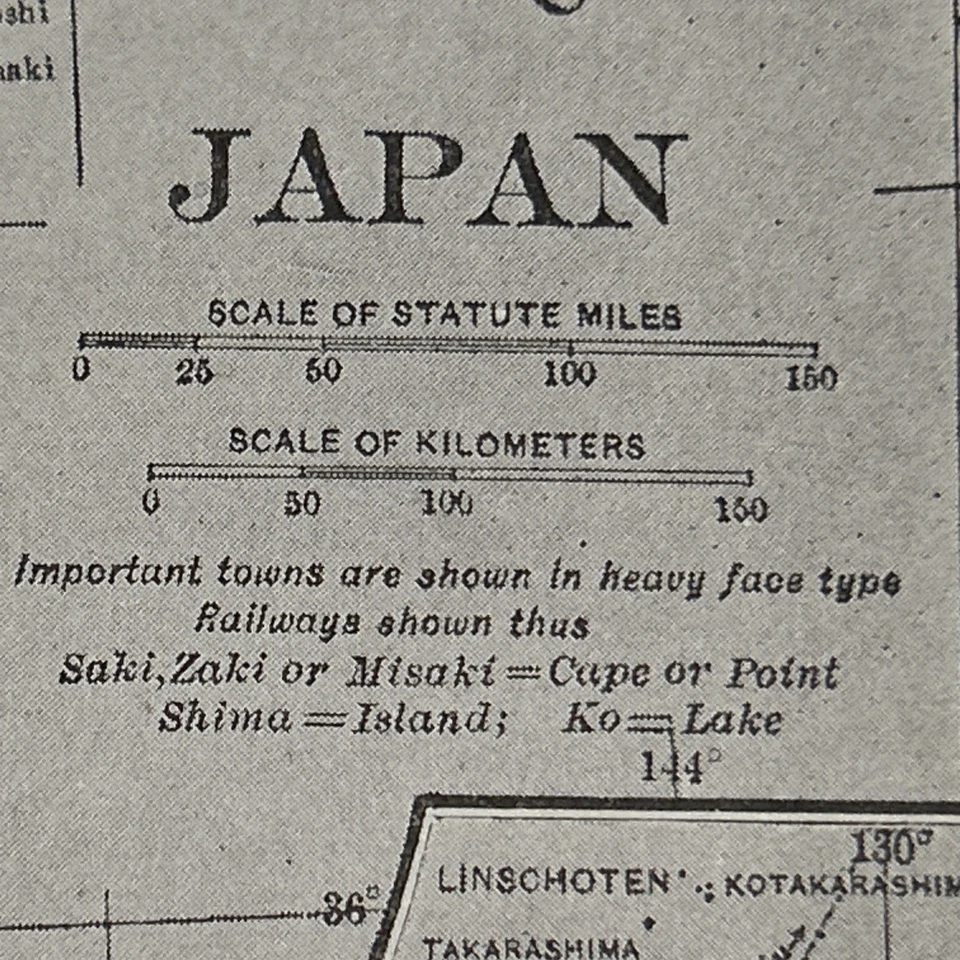 Antique 1927 Map Of Japan 15”x 11” - Image 2 of 4