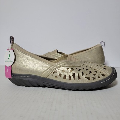 Jambu JBU Pecan Slip On Flats Women Size 12 Wide Gold Shimmer Comfort Shoes