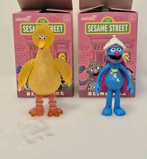 Lot Of 2 Super7 Reaction Sesame Street Chase Big Bird Super Grover Figures