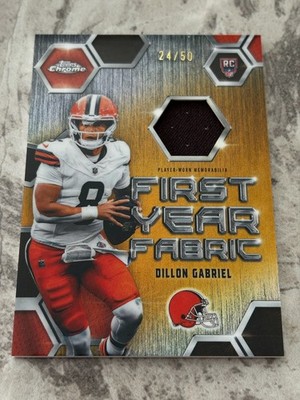 2025 Topps Chrome Football Dillon Gabriel First Year Fabric Gold Rookie Rc /50