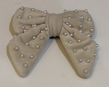Lele Sadoughi Velvet Cream Bow BARETTE W/ Faux Pearl EXCELLENT PRE-OWN
