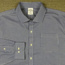 Brooks Brothers Men's Shirt 18 34 Long Sleeve Blue White Houndstooth Regent Fit