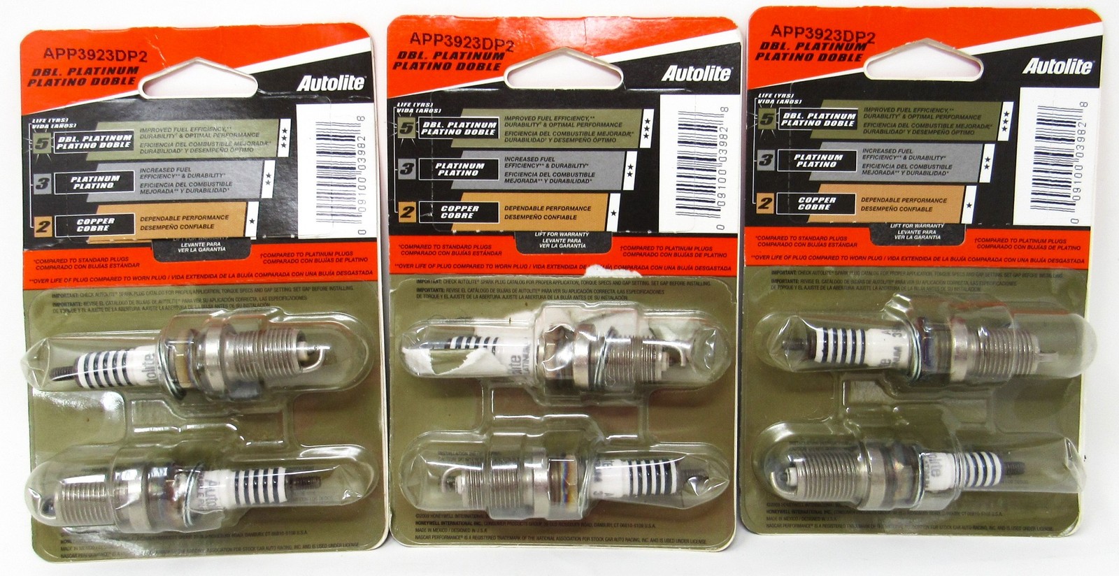 Autolite Double Platinum Automotive Spark Plugs APP3923DP2 Set Of 6 NEW IN PKG