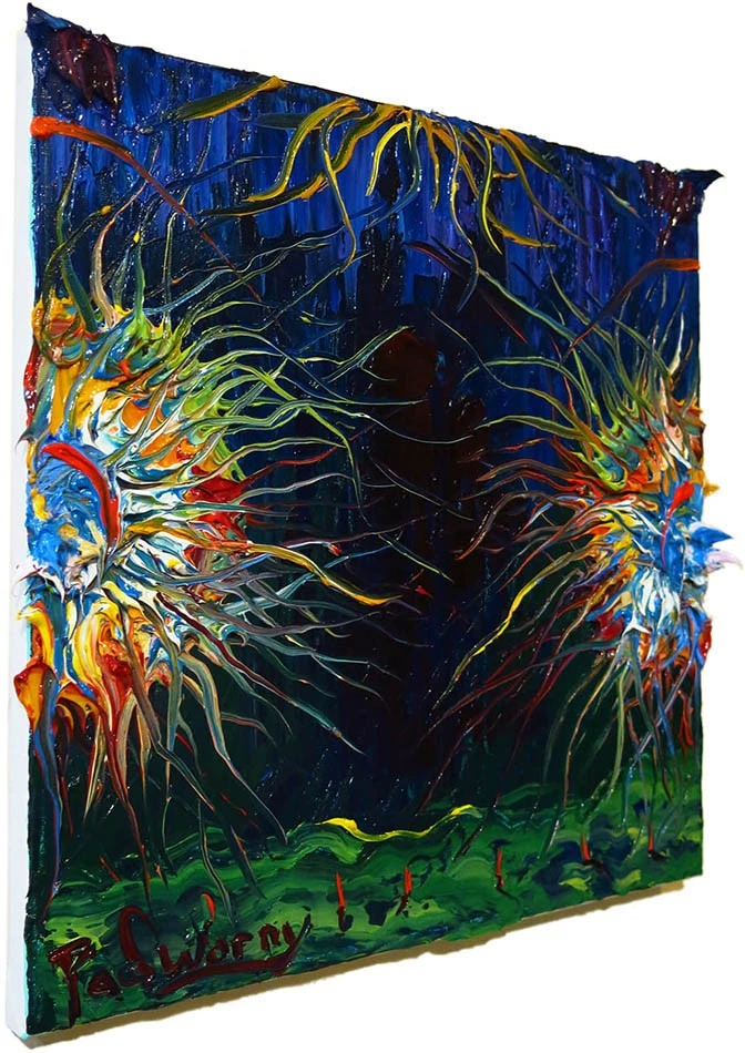 PINTURA ORIGINAL AL ÓLEO█ARTE VINTAGE█FIRMADO POP EXPRESIONISTA█NATURALEZA ABSTRACTA OCÉANO Foto 4 de 4