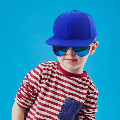 Infant to Youth Plain Structured Flatbill Snapback Cap - Black - Youth - 第 4/4 張圖片
