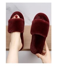 Fluffy Open Toe Slippers for Women – Soft Warm Indoor House Shoes, Free 🚚