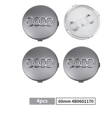 NEUF LOTS DE 4 Centres de roue cache moyeu Gris 60 mm AUDI A1 A2 A3 A4 TT 60mm