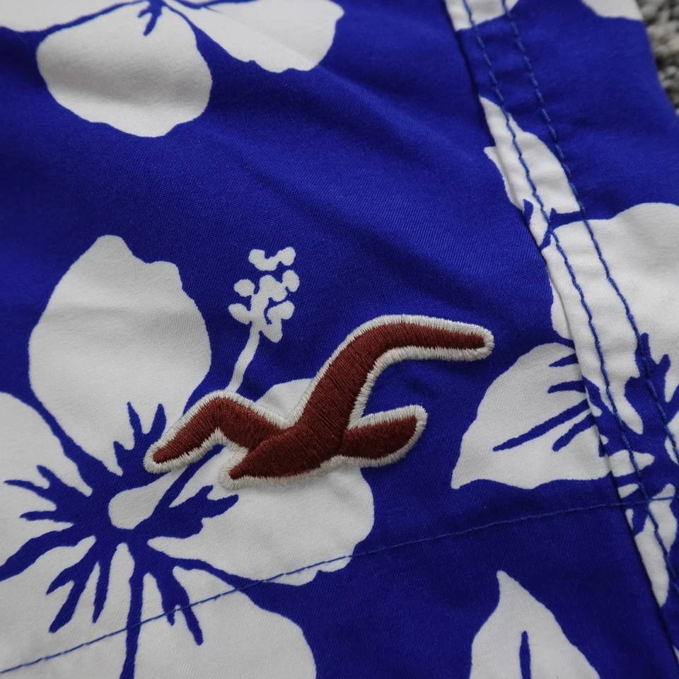 Винтажные мужские шорты Hollister L синие гавайский гибискус гибридная доска плавание серфинг Y2K - Изображение 2 из 4