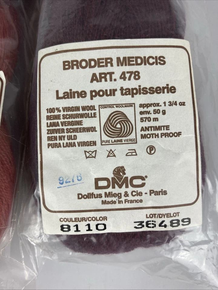 3 HKS VINTAGE DMC BRODER MEDICIS WOOL THREAD 623 YDS EA: Pink, Mauve, Eggplant - Image 4 of 4