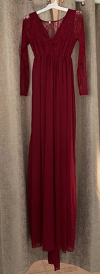 #ad Larp Lace Size M Formal Sleeve Maxi Dress Red Very Long Gothic Steam Punk $45.99