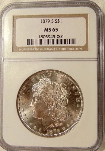 1879-S Morgan Silver Dollar - NGC MS65 - Very Pretty GEM BU Coin - FREE SHIPPING