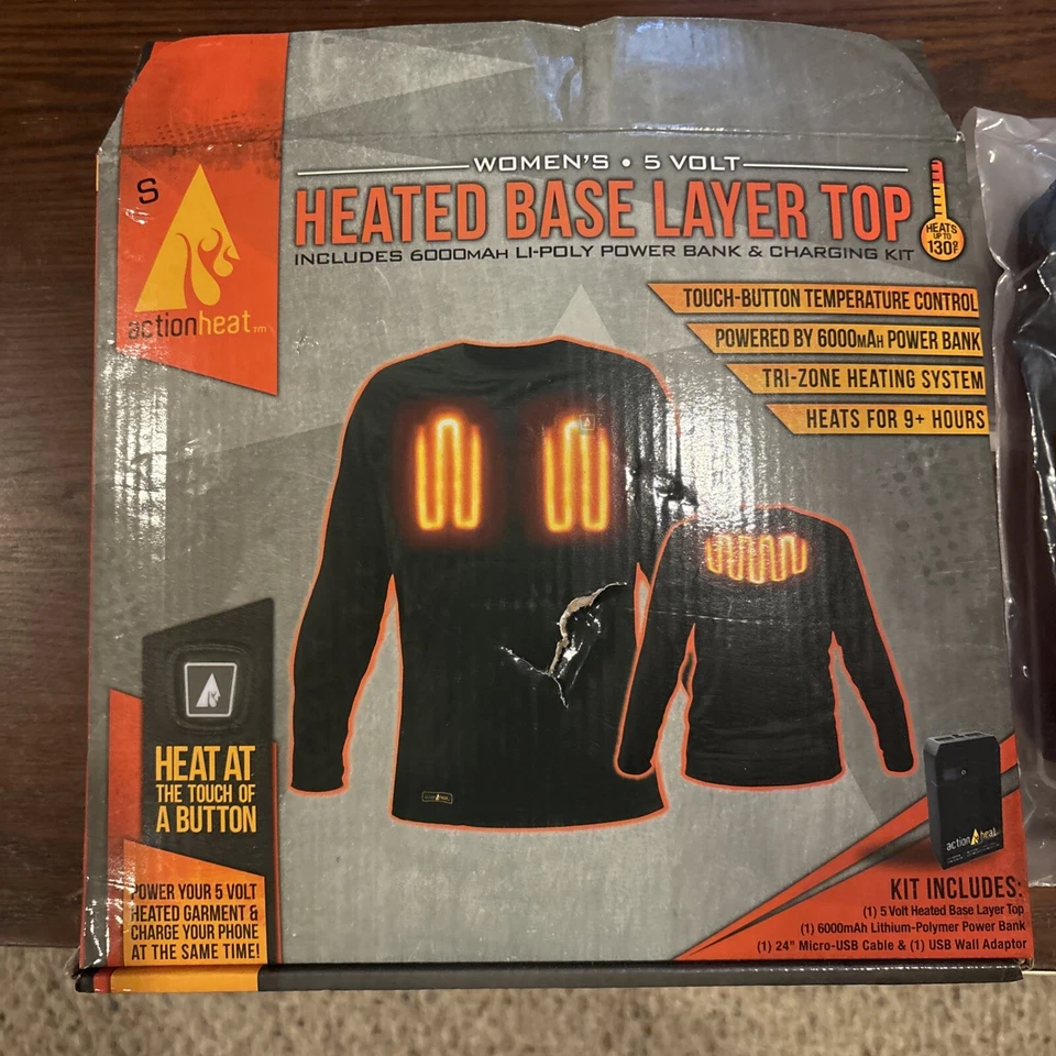 ЖЕНСКИЕ ActionHeat 5V подогрев базовый слой длинным рукавом BASETop черный перезаряжаемый  - Изображение 3 из 3