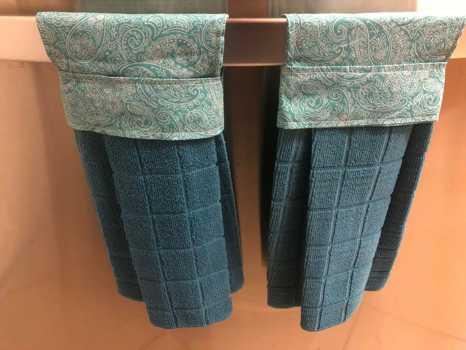  Juego de 2 toallas de cocina colgantes hechas a mano para platos Foto 3 de 4