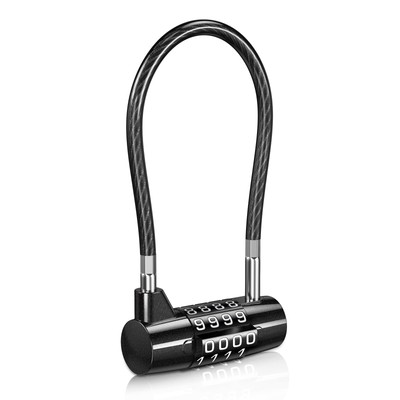 ORIA Long Shackle Combination Lock, 6.9 Inch Cable Lock, 4 Digit Resettable P...