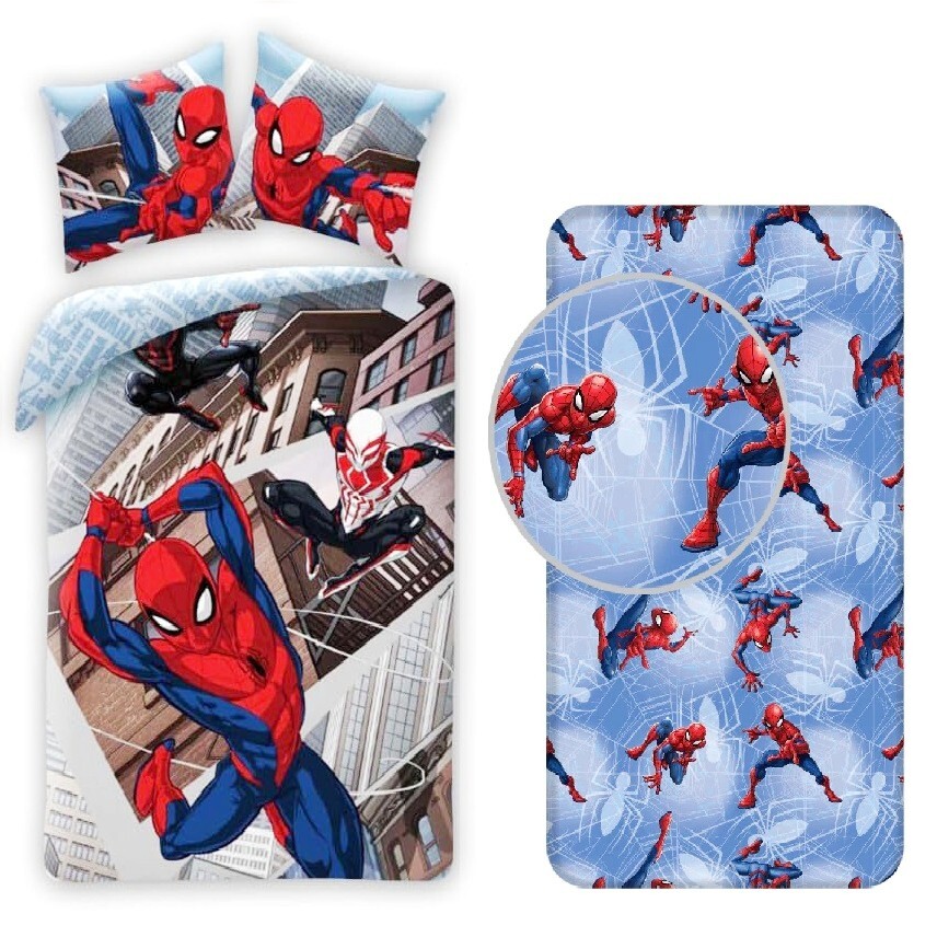 Spiderman Película 3pezzi Set Cama Individual Funda Nórdica Sábanas con Esquinas