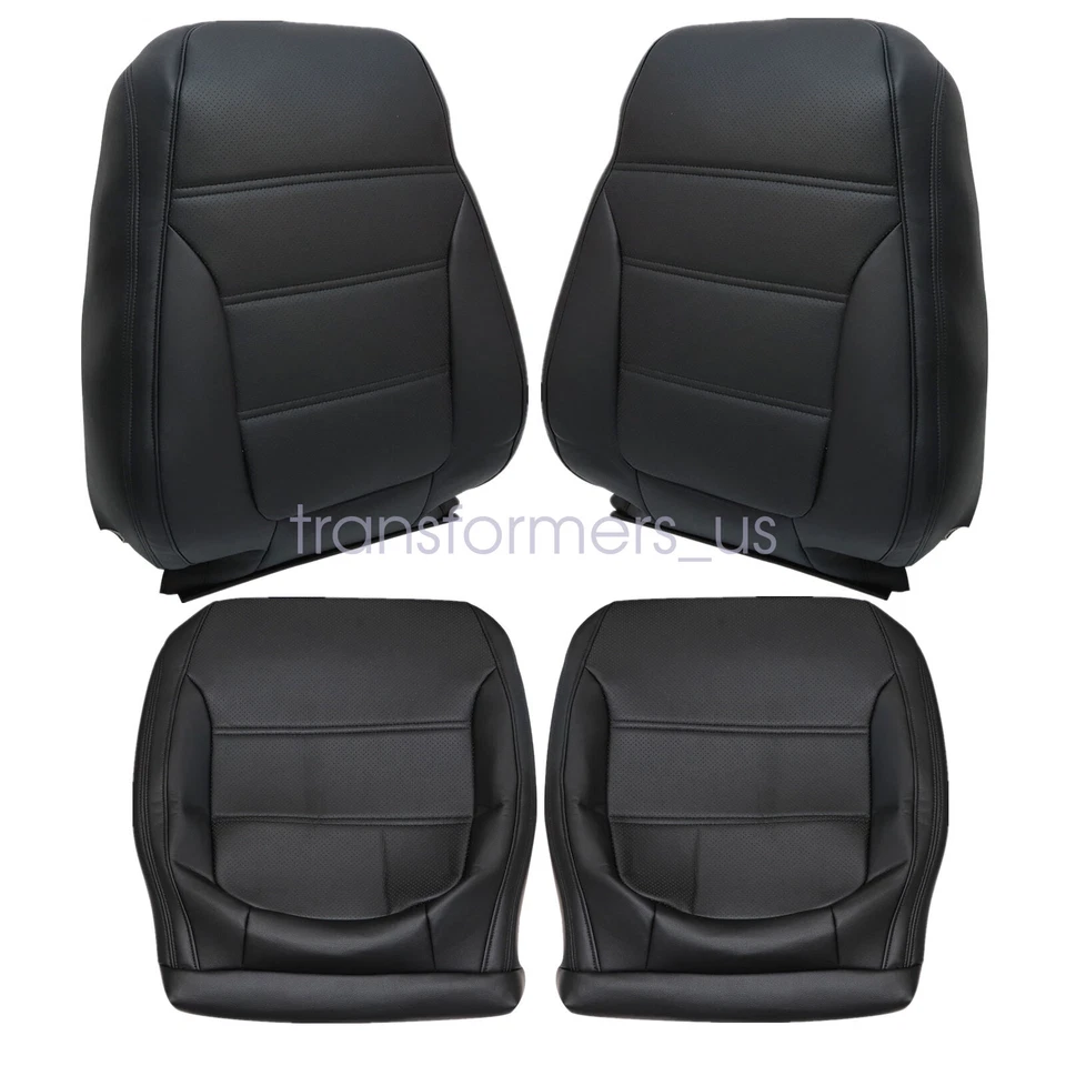 For 2011-2017 Volkswagen Jetta Front Bottom Top Leather PERF Seat Cover Black - Image 4 of 4