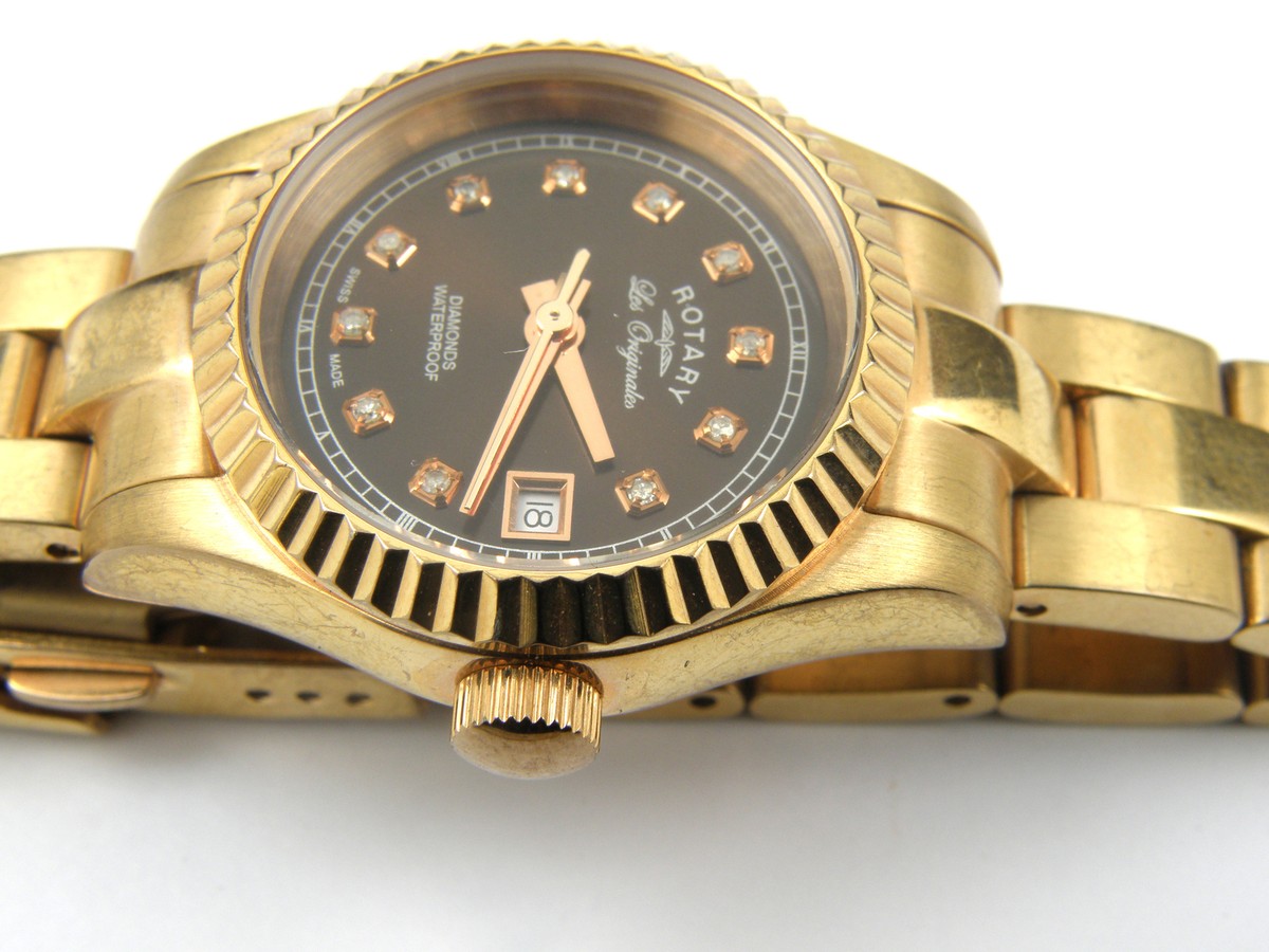 Rotary Les Originales Diamond Ladies Rose Gold Watch 14251 | eBay UK