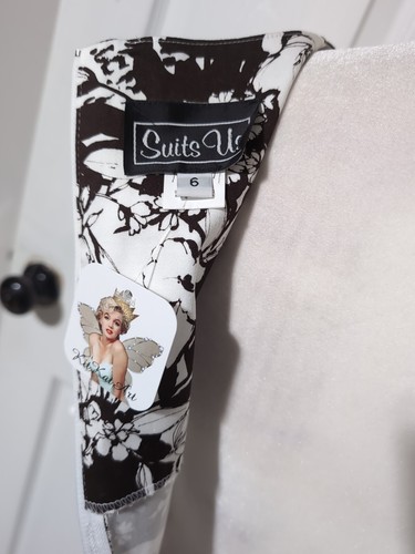 Suits Us Blumenkleid ärmellos Gr. 6 Blumen weiß/braun Stretch - Bild 8 von 9