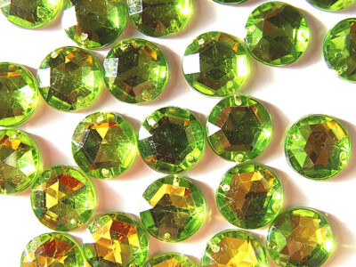 Limettengrün facettierte Perlen Acryl Strass Edelsteine 10 mm rund flach hinten aufnähen