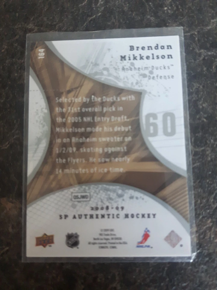 2008-09 Sp Authentic Future Watch Brendan Mikkelson Rookie RC 32/999 Card# 164 - Image 2 of 2