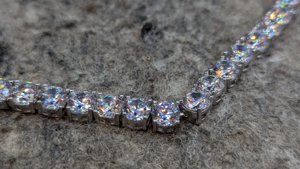 🔥Nuevo🔥 Collar SBJ 16” Plata de Ley 925 con Piedras de Circonita Cúbica Transparente Foto 3 de 4