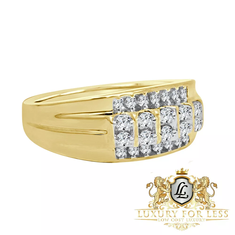 Mens 9mm 10k Yellow Gold .50ct Natural Diamond Tester Pass Wedding