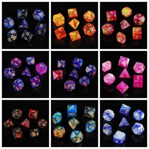 7PCS/Set Digital Pearlescent Dice Double-Colors Mixed Color Dice  for RPG DnD - Photo 1/28