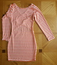 Womens Long Sleeves  orange and white Body Casual Club Party Mini Slim size S