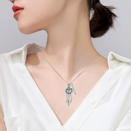 Dream Catcher Urn Necklace for Ashes Flower Feather Urn Pendant Cremation Gifts - Picture 6 of 56