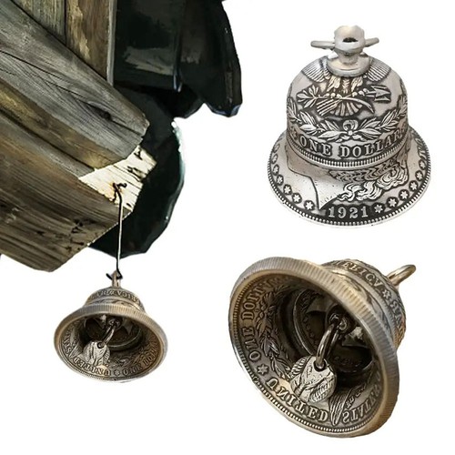 Morgan Silver Dollar Bell Coin Handbell Metal Craft American Pendant Ornaments - Picture 9 of 9