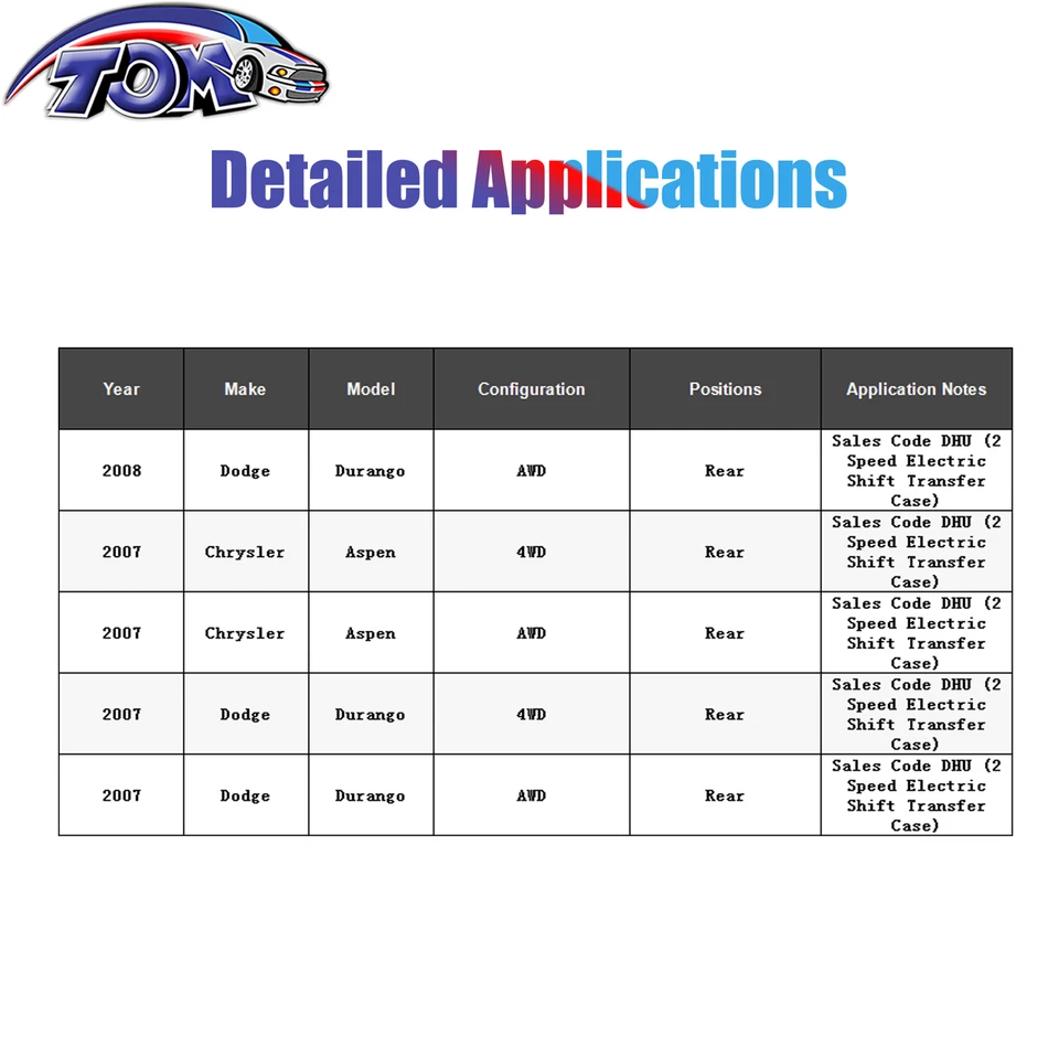 New Rear Driveshaft Prop Shaft Assembly for Dodge Durango Chrysler Aspen 07-09 - Изображение 3 из 4